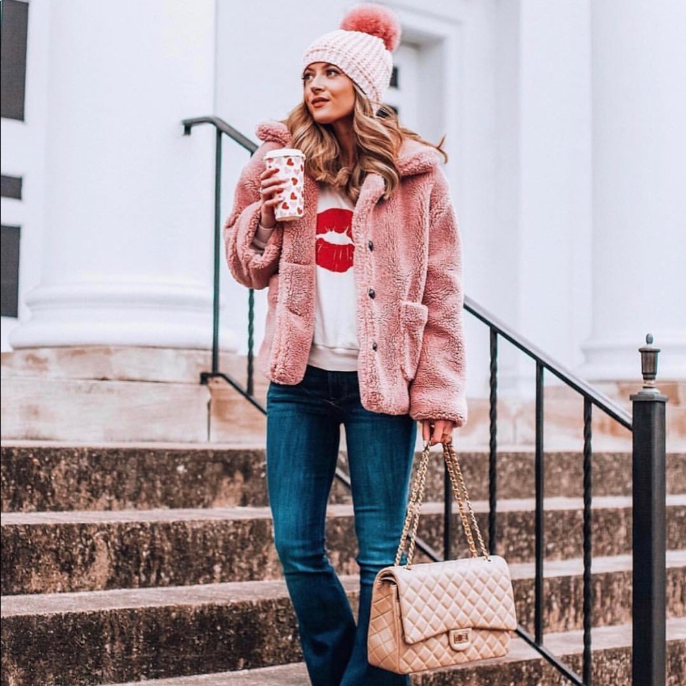 😍 PINK TEDDY BEAR FLEECE JACKET 🙌🏻